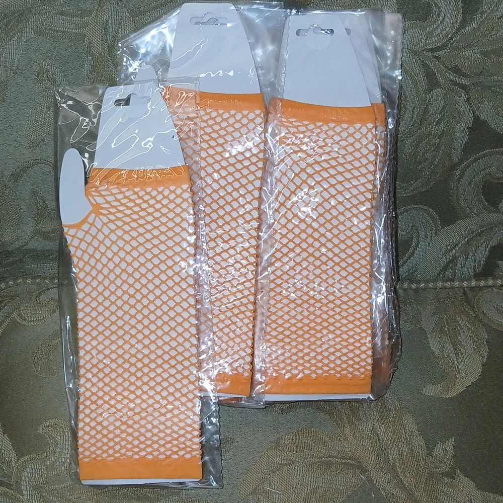 Orange Fishnet Arm Warmers Party favors lot of 12 NWT